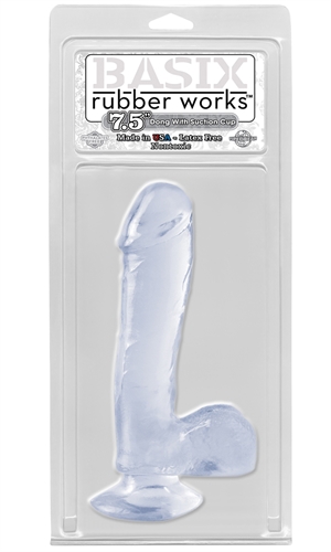 Basix Rubber Works - 7.5 Inch Dong With Suction Cup - Clear