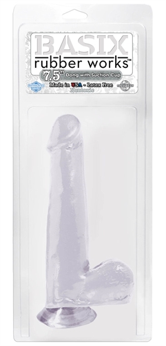 Basix Rubber Works 7.5 Inch Dong With Suction Cup  - Clear