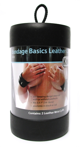 Bondage Basics Black Leather Wrist Cuffs