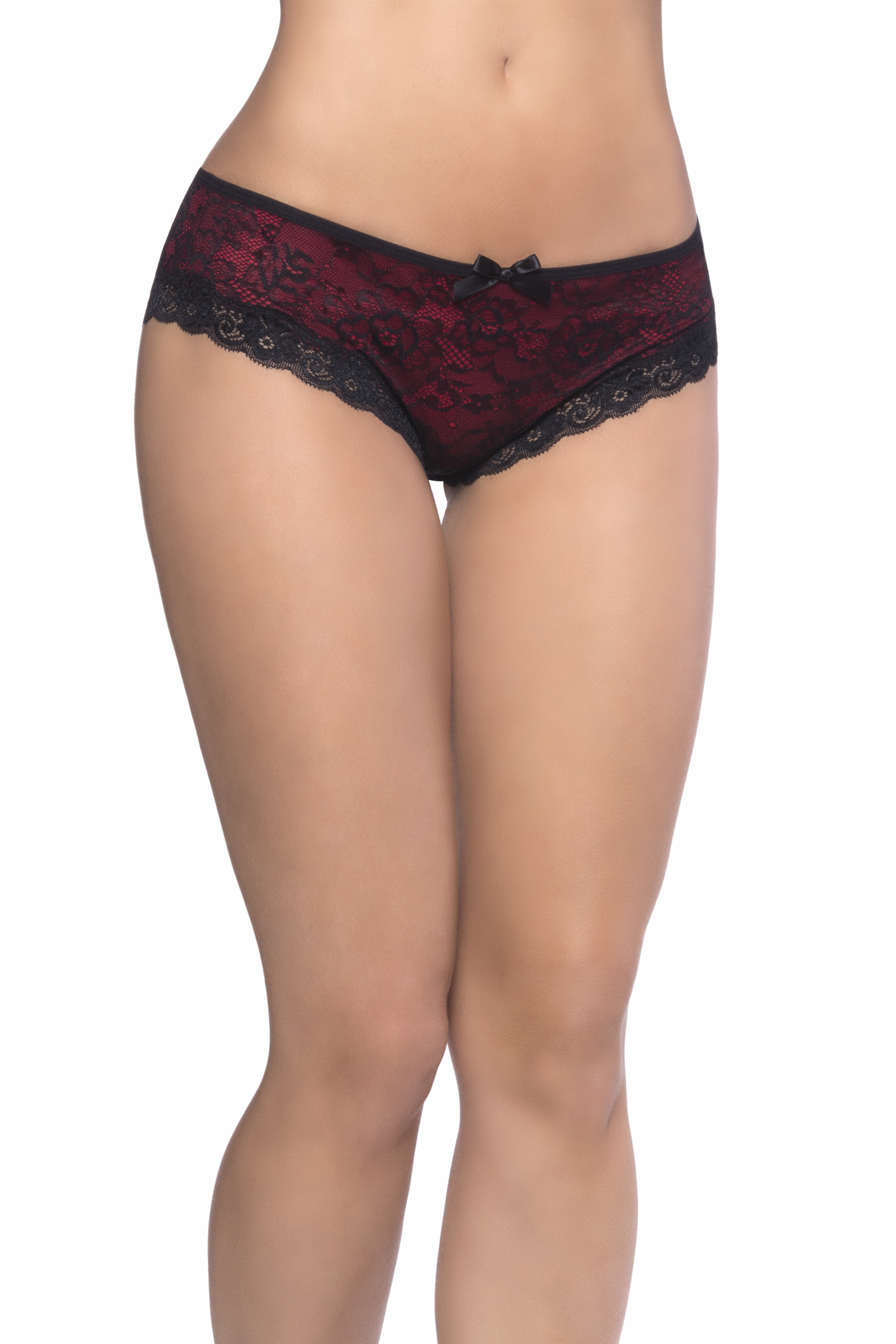 Cage Back Lace Panty - 1x2x - Black/red