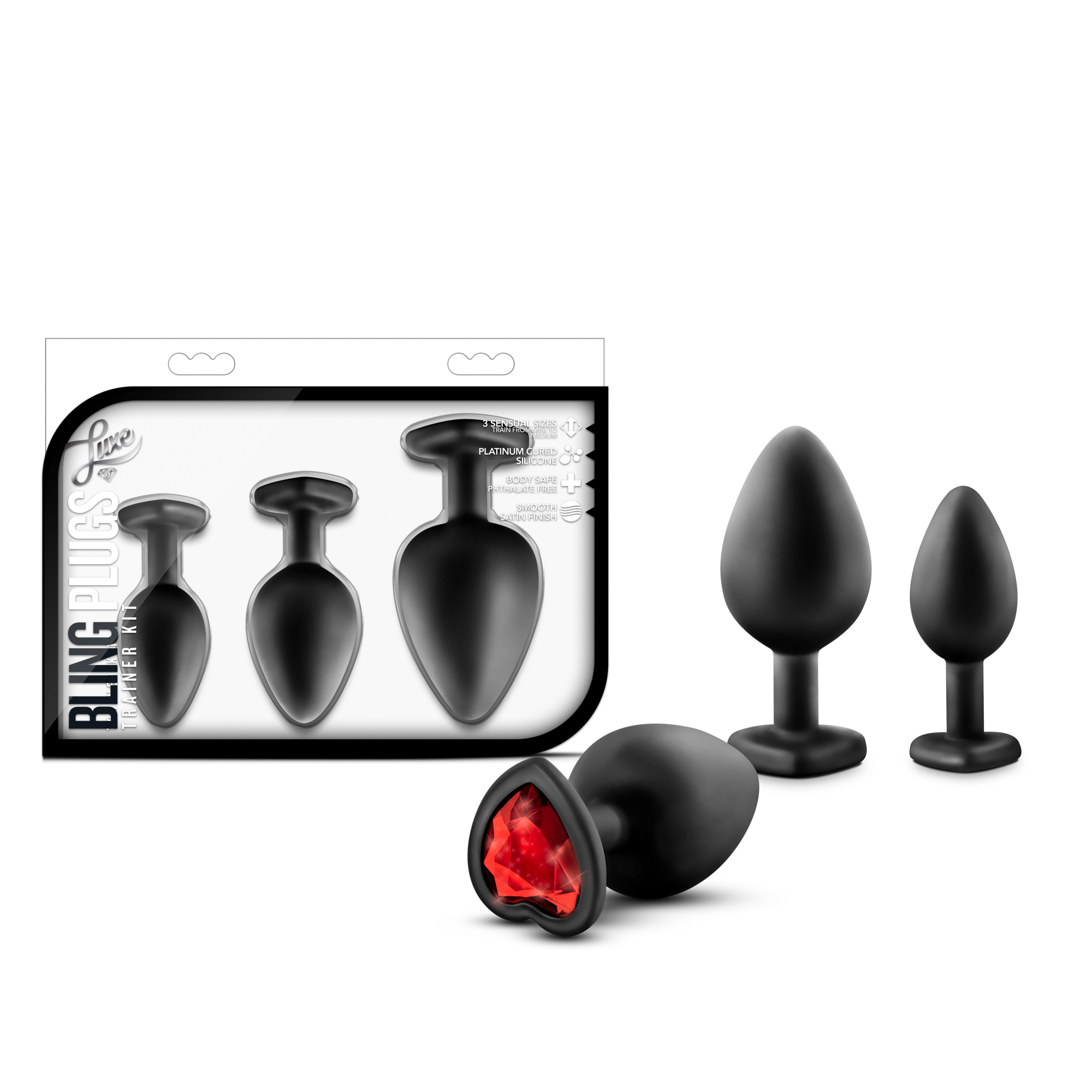 Luxe - Bling Plugs Training Kit - Black With Red Gems