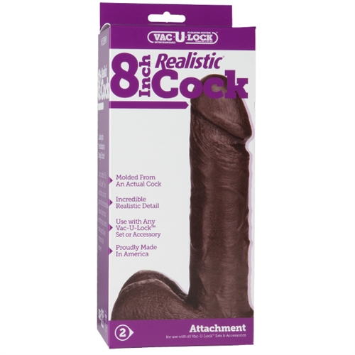 Vac-U-Lock 8 Inch Realistic Cock - Black