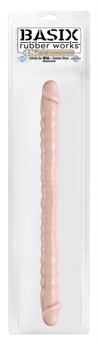 Basix Rubber Works 18 Inch Ribbed Double Dong - Flesh