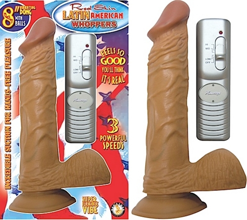 Latin American Whoppers 8inch Vibrating Dong With Balls-Latin