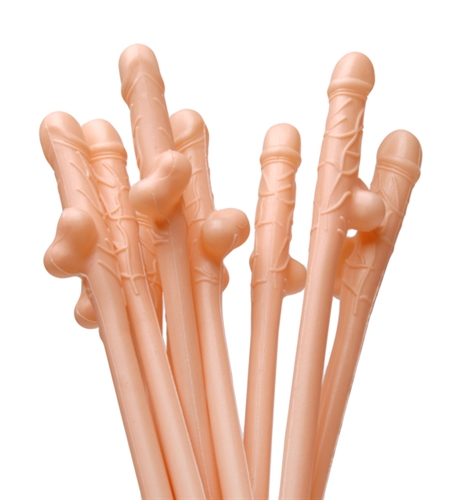 Penis Sipping Straws 10 Pack - Flesh