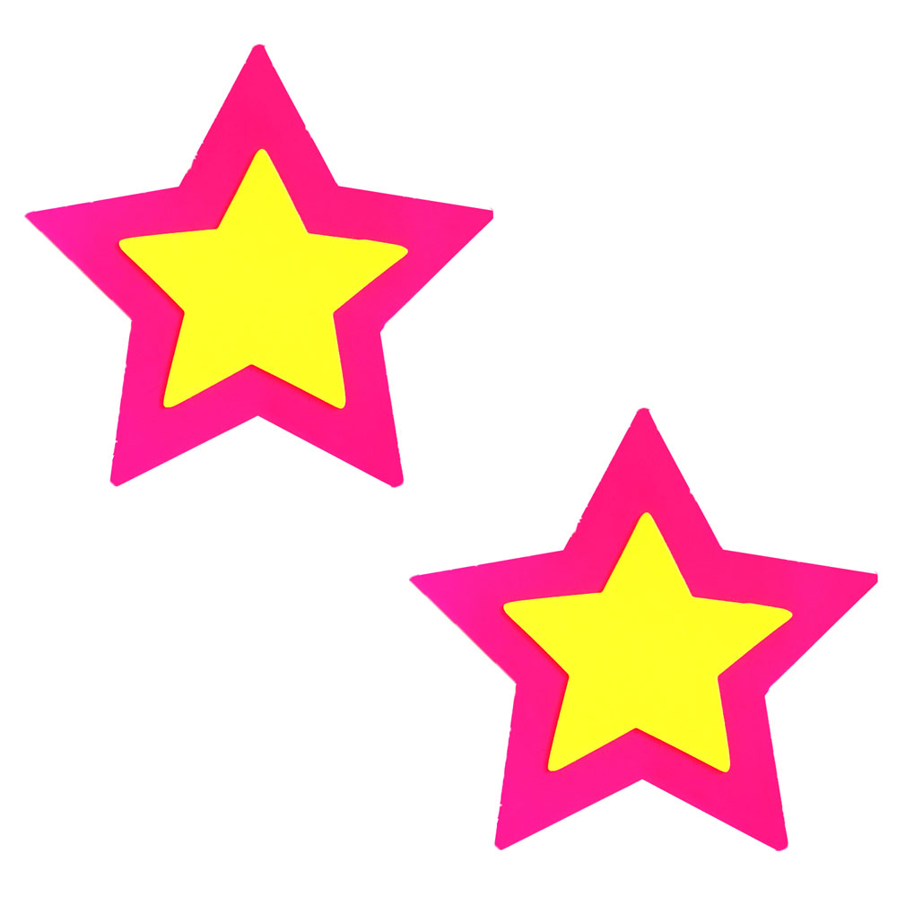Pink Double Star Burst Neon Blacklight Starry  Nights Nipztix Pasties