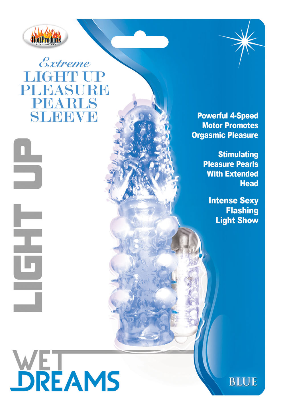 Light Up Extreme Pleasure Pearls Sleeve - Blue