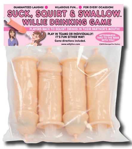 Suck, Squirt, & Swallow Willie Drinking Game - 4 Pack