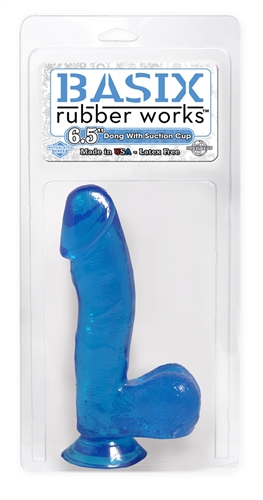 Basix Rubber Works - 6.5 Inch Dong With Suction Cup - Blue