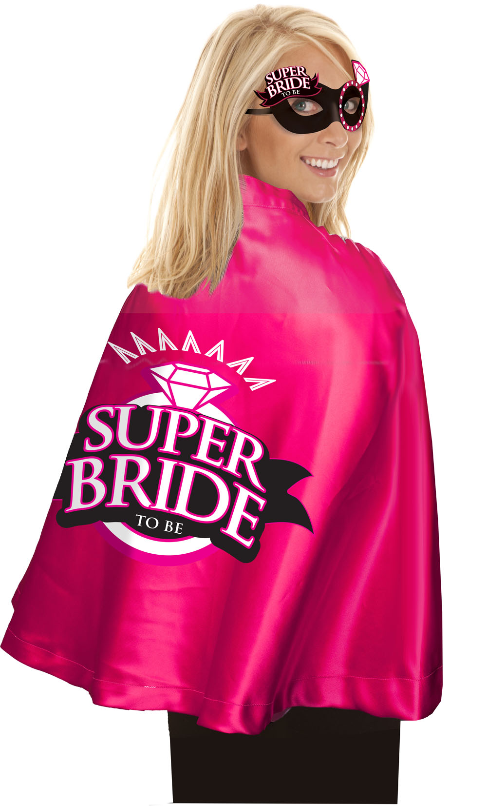 Super Bride Cape and Mask - Hot Pink/black