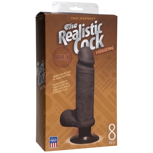 The Realistic Cock Ultraskyn Vibrating 8" - Chocolate