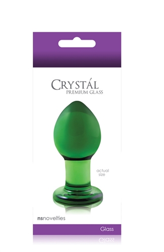 Crystal Premium Glass Plug - Medium - Clear Green