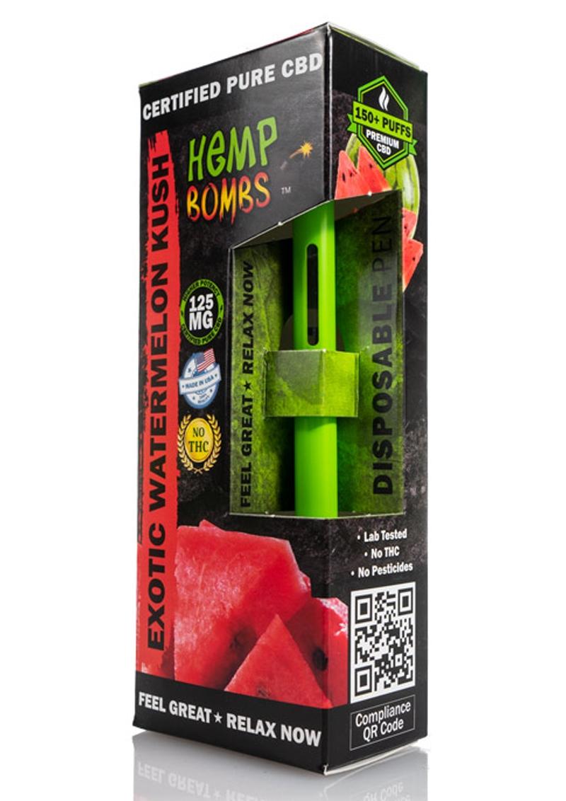 Hemp Bombs Disposable Vape Pen Exotic Watermelon Kush 125mg