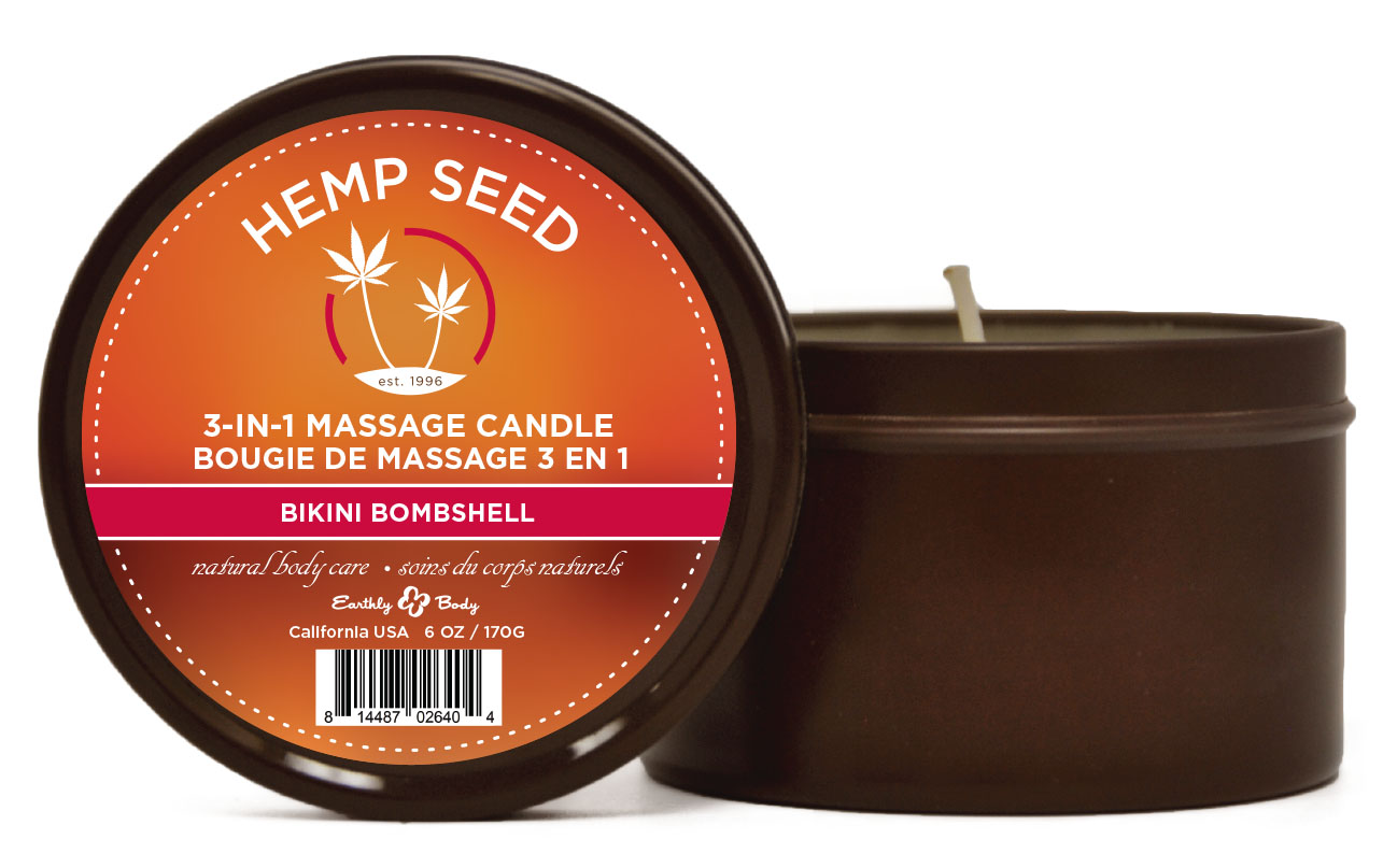 3 in 1 Massage Candle - Bikini Bombshell 6 Oz Hemp Seed