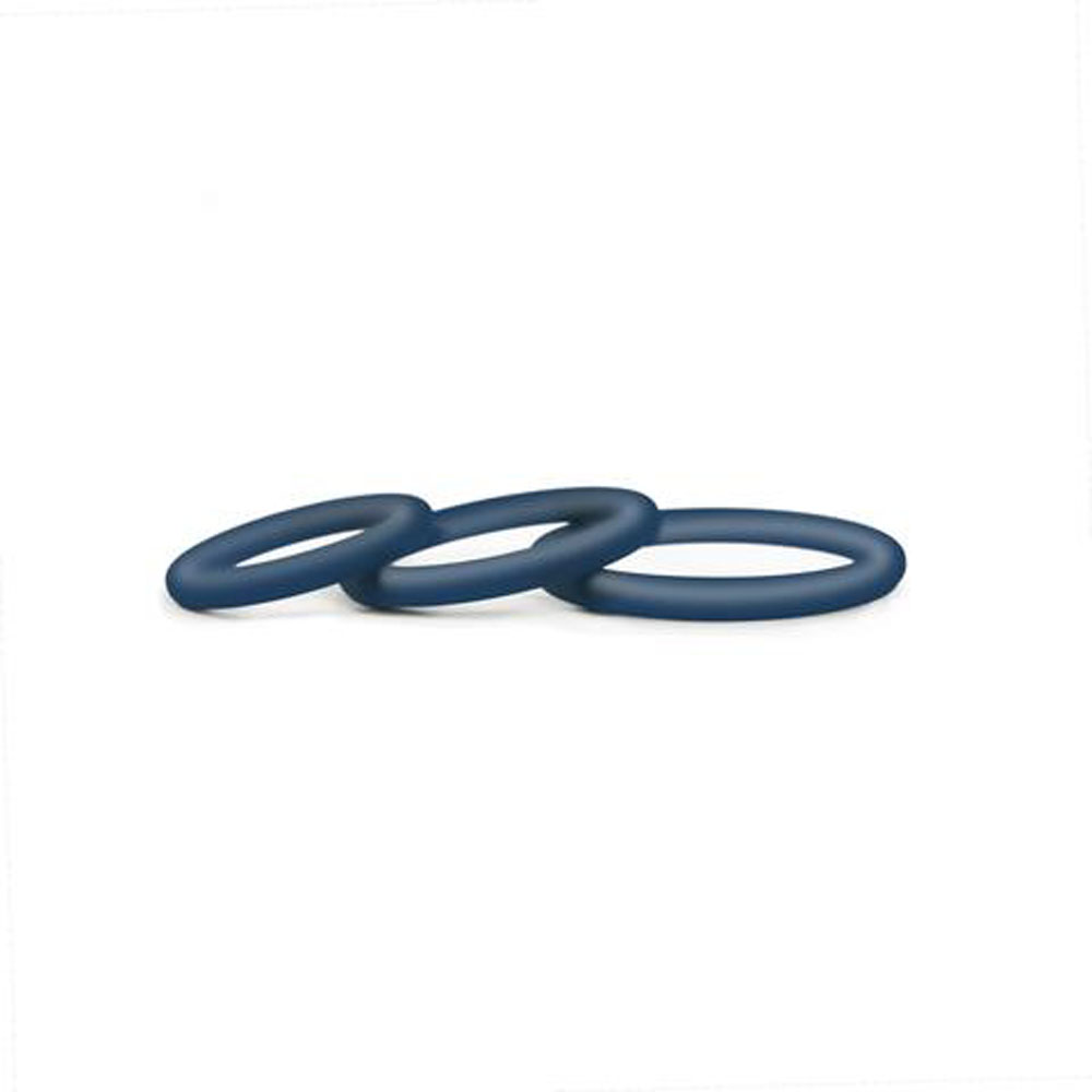 Hombre Snug-Fit Silicone Thin C-Rings - 3 Pack -  Navy