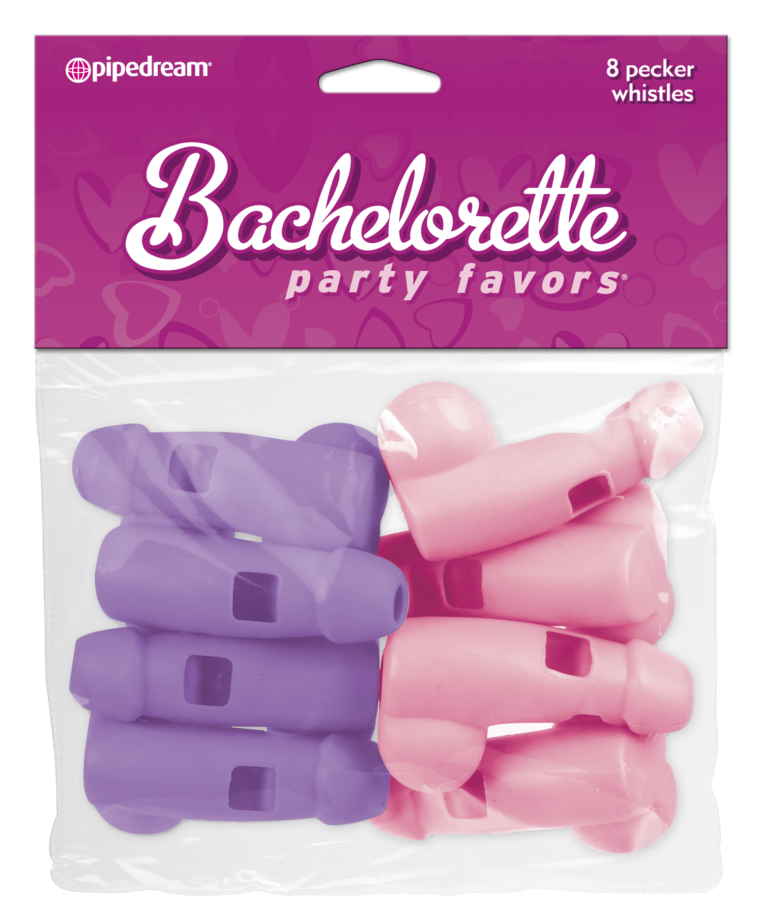 Bachelorette Party Favors 8 Pecker Whistles - Pink and Purple