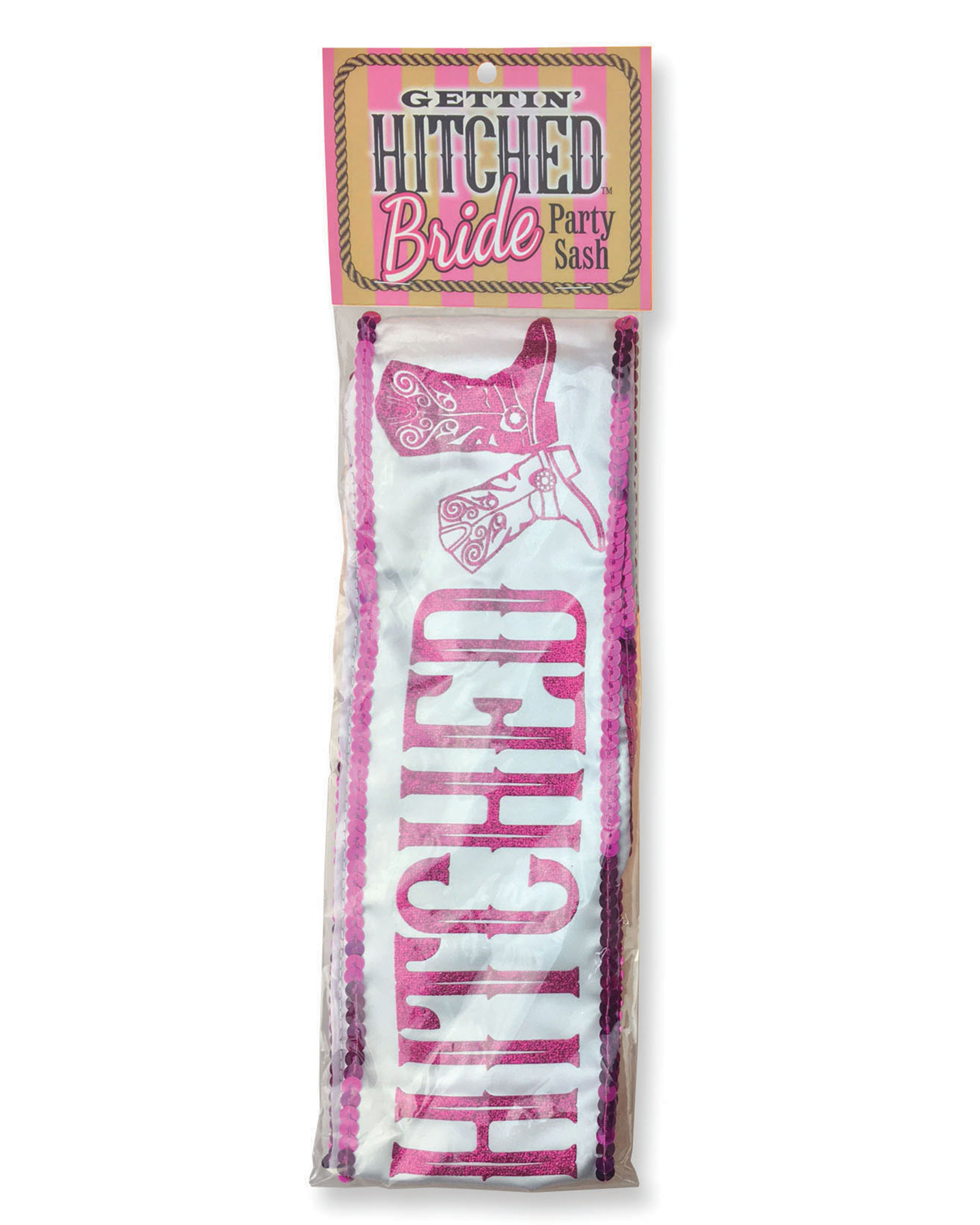 Gettin' Hitched Bride Party Sash - Sparkle Pink