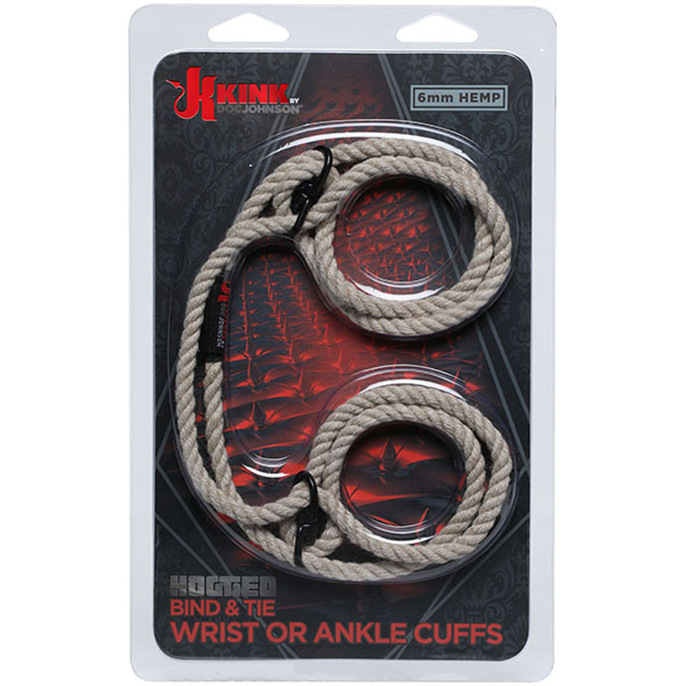 Kink - Hogtied - Bind & Tie - 6mm Hemp Wrist or  Ankle Cuffs - Natural