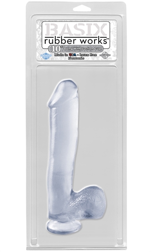 Basix Rubber Works - 10 Inch Dong With Suction Cup - Clear