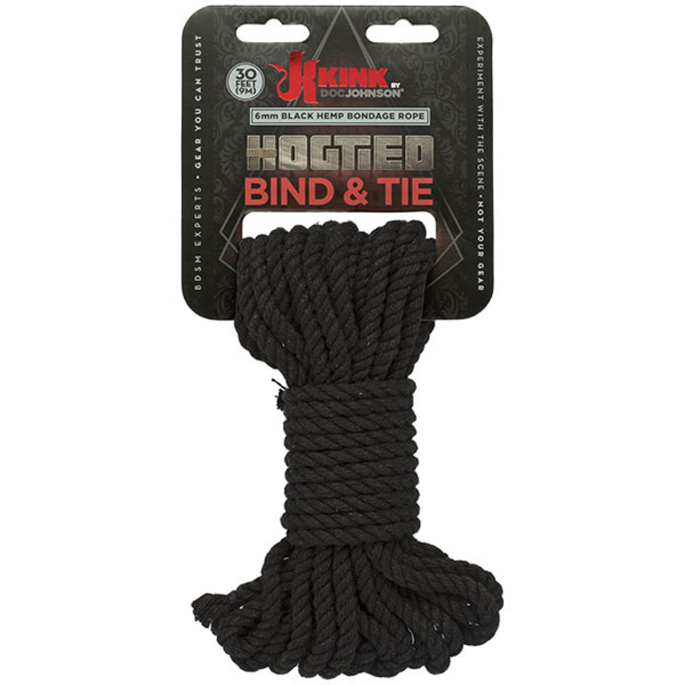 Hogtied - Bind & Tie - 6mm Hemp Bondage Rope - 30 Feet - Black