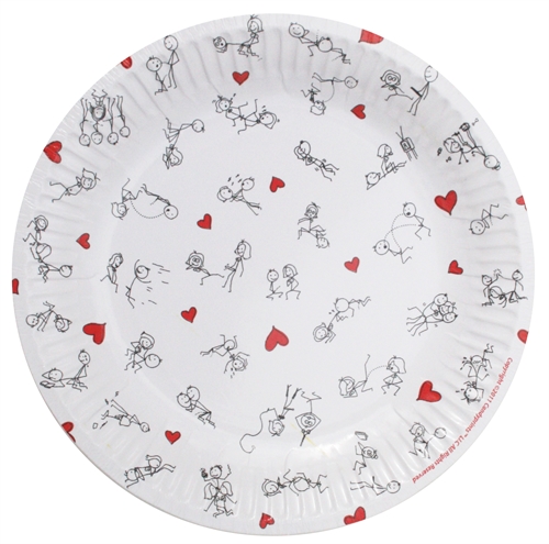 Stick Figure Style 7 Inch Plates - 8 Pack