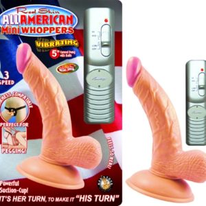 All American Mini Whoppers Vibrating 5-Inch Curved Dong With Balls-Flesh