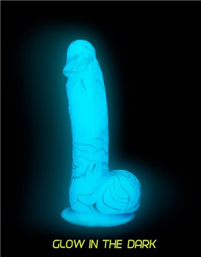 Addiction - Luke - 7.5" Glow in the Dark - Dildo With Balls - Blue