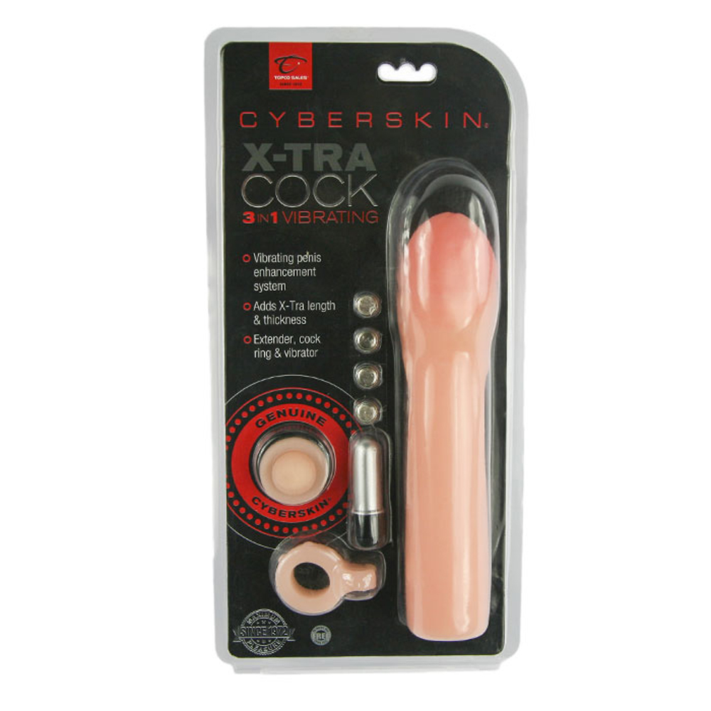 Cyberskin 3-in-1 Vibrating Xtra Cock - Light
