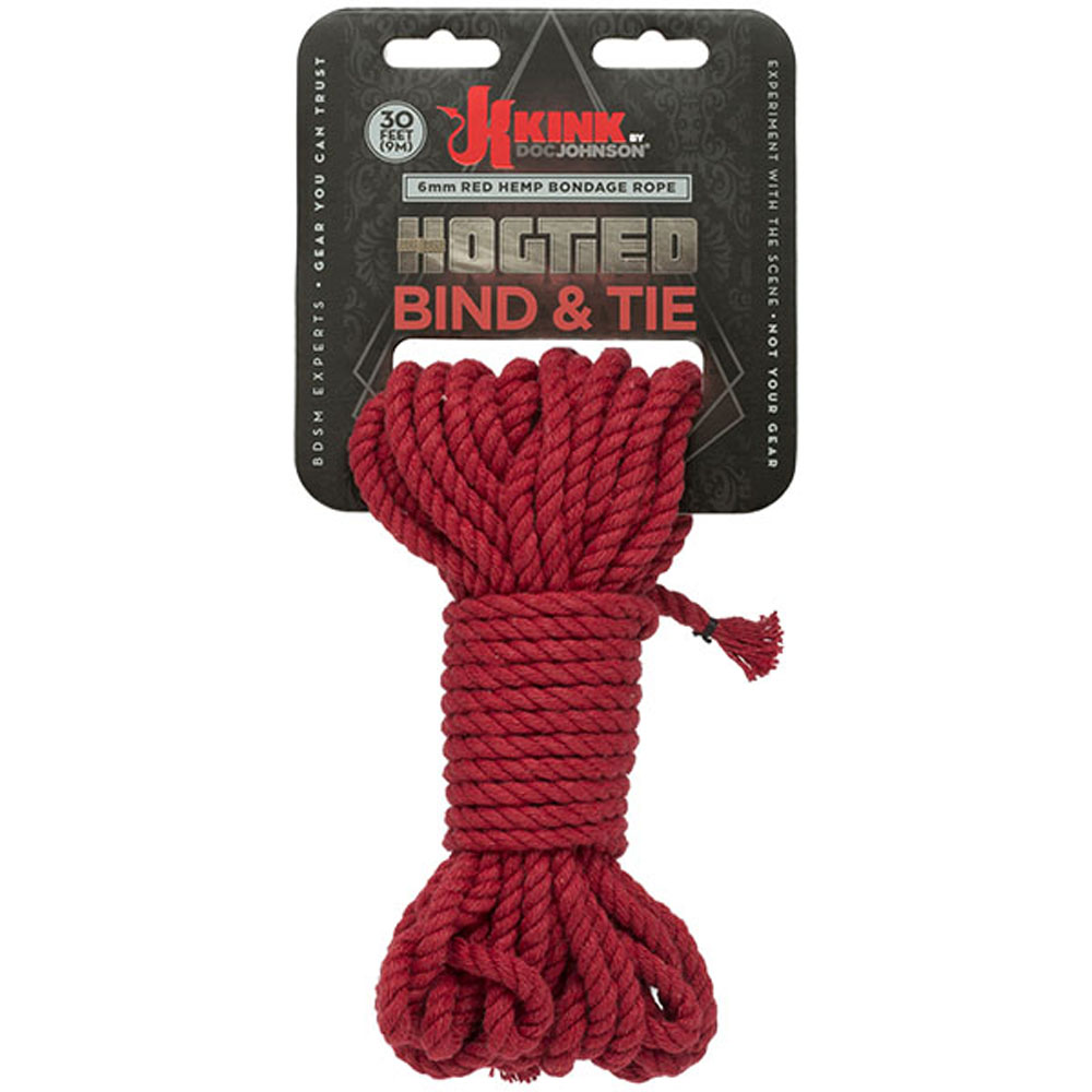 Hogtied - Bind & Tie - 6mm Hemp Bondage Rope - 30 Feet - Red