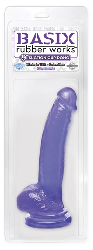 Basix 9 Inch Suction Cup Dong - Purple