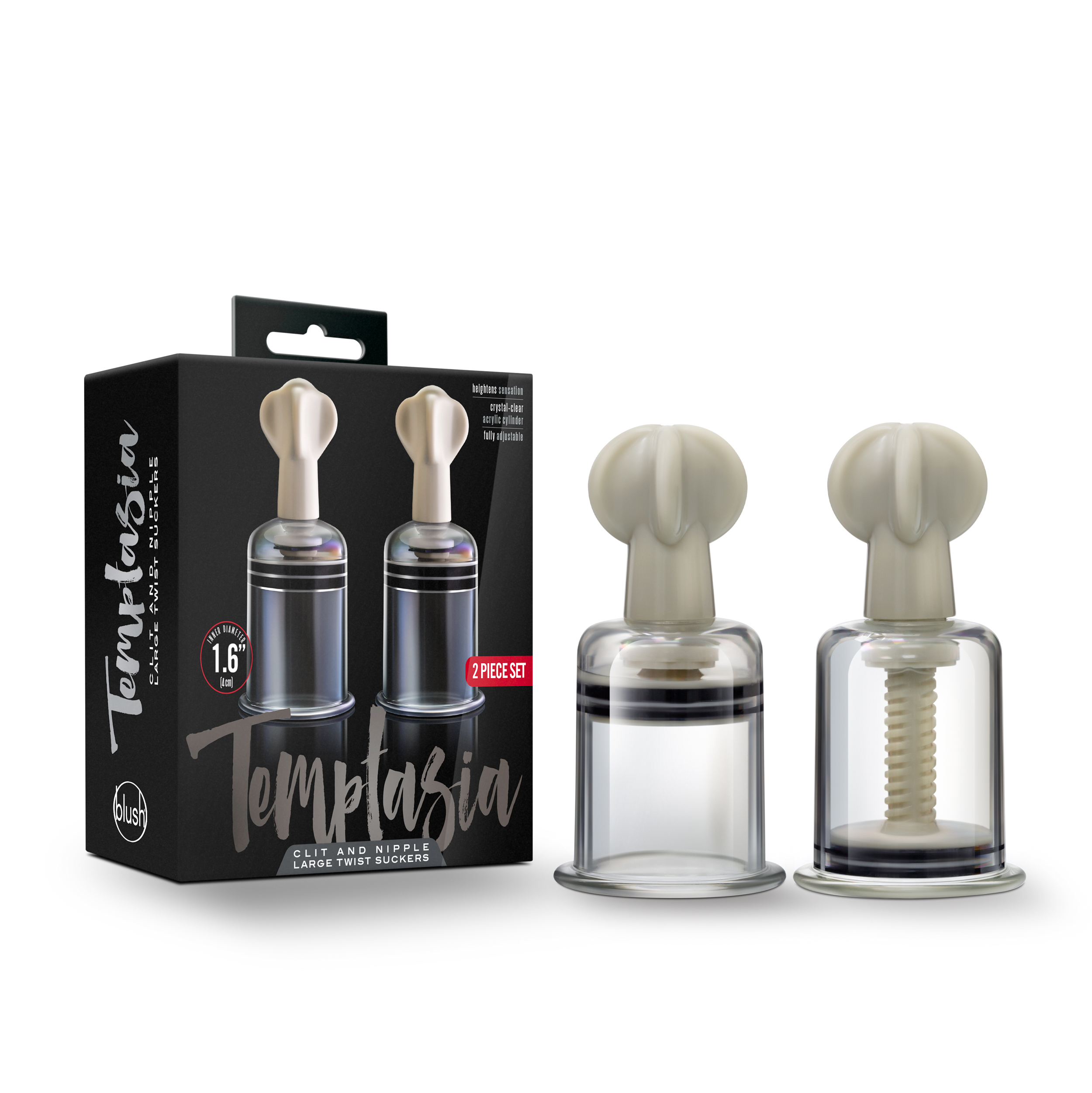 Temptasia  Clit and Nipple Large Twist Suckers -  Set of 2 - Clear