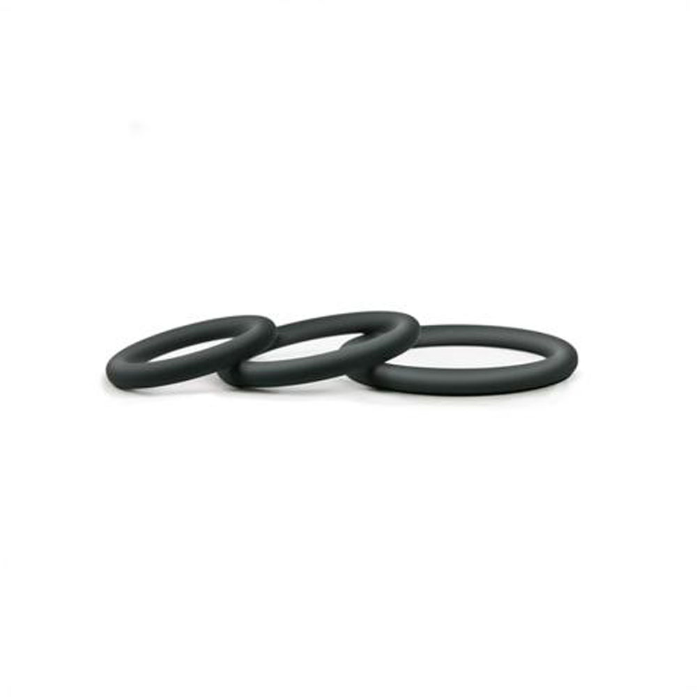 Hombre Snug-Fit Silicone Thin C-Rings - 3 Pack -  Charcoal