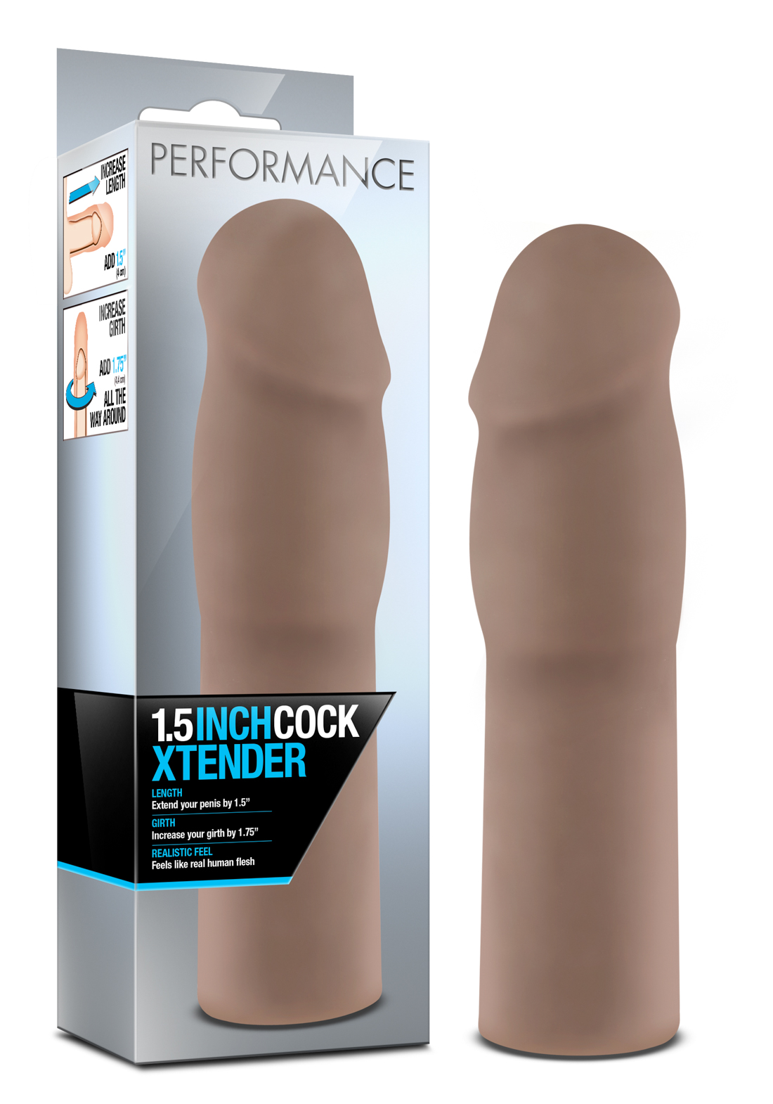 Performance 1.5 Inch Cock Xtender - Brown