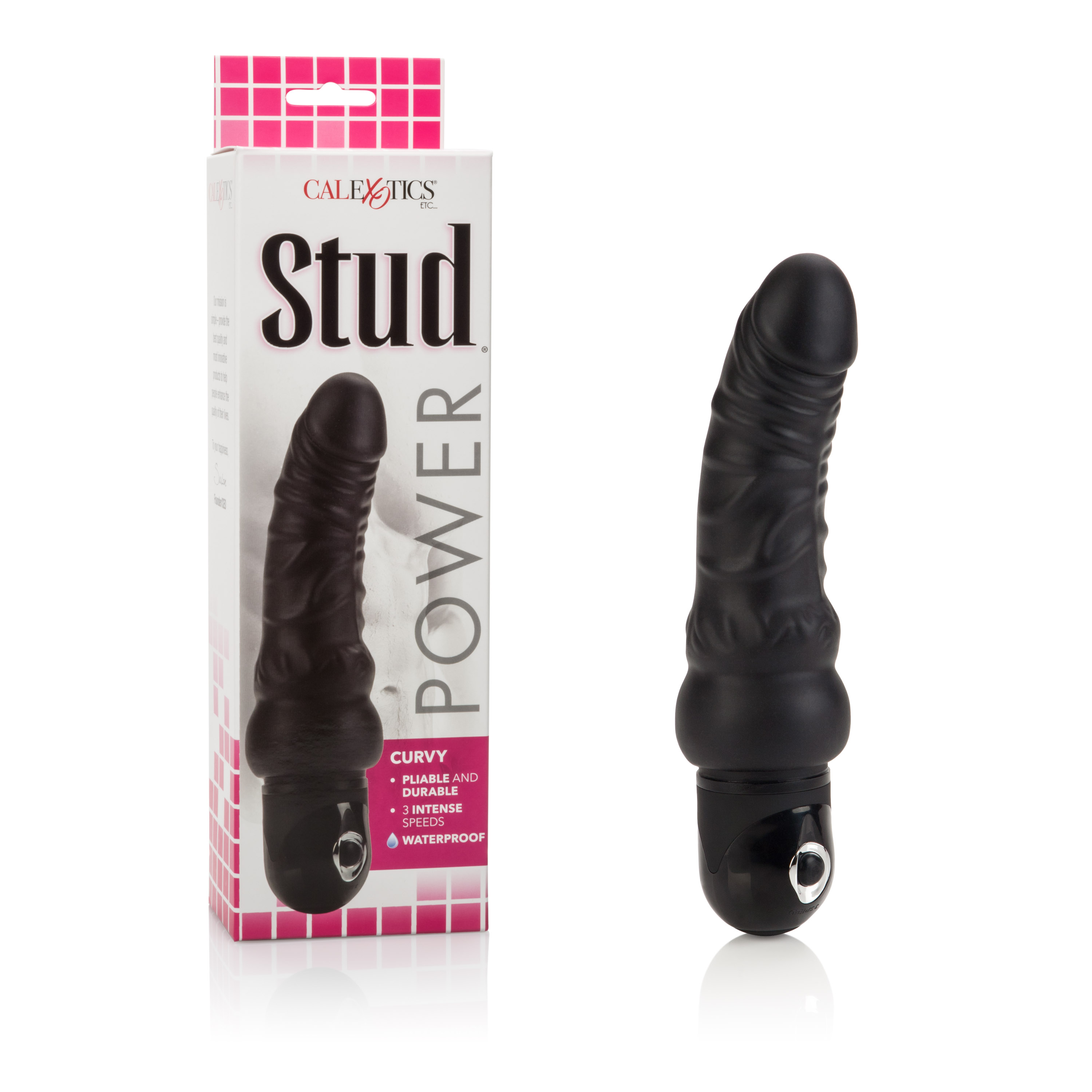 Waterproof Power Stud Curvy Dong - Black