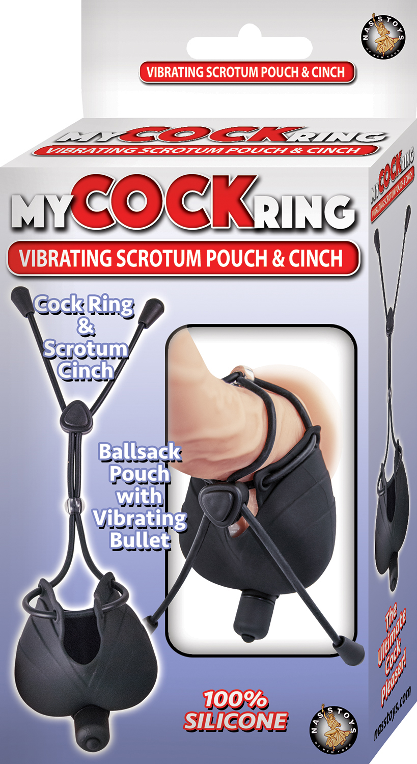 My Cock Ring Vibrating Scrotum Pouch & Cinch -  Black