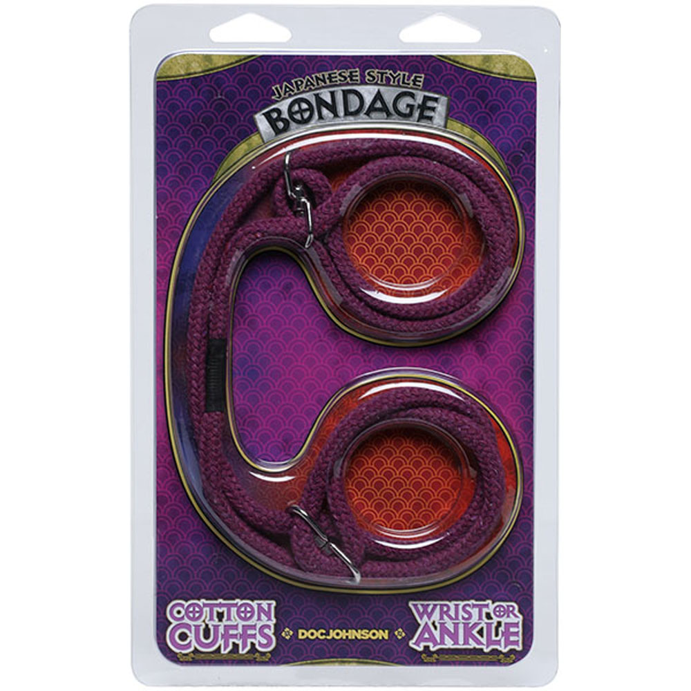 Japanese Style Bondage - Cotton Wrist or Ankle  Cotton Cuffs - Purple
