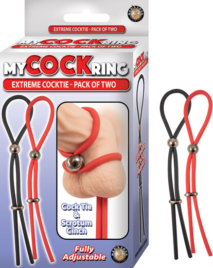 My Cockring Extreme Cocktie-Pack of Two - Black/ Red